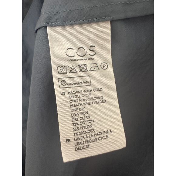 Cos Cotton Flared Midi Dress Casual Pockets Blue Size 10 - Picture 9 of 11